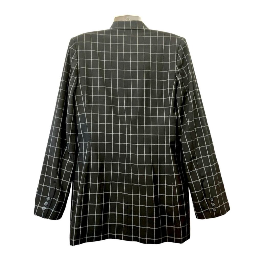 Spiegel Women's Black Plaid Double-Breasted Long Slv Blazer Jacket Lined SZ14T - Picture 2 of 10